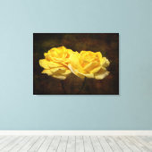 Texturierte Gelbe Rose Stretch Canvas Print Leinwanddruck (Insitu (Holzboden))