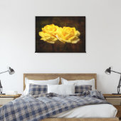 Texturierte Gelbe Rose Stretch Canvas Print Leinwanddruck (Insitu (Schlafzimmer))