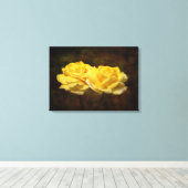 Texturierte Gelbe Rosen Canvas Print Leinwanddruck (Insitu (Holzboden))
