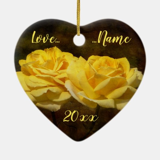 Texturierte Gelbe Rosen Ornament (Hinten)