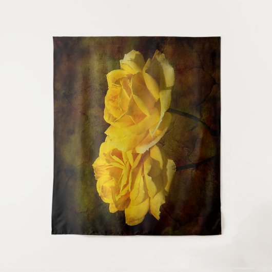 Texturierte gelbe Rosenwand Wandteppich (Vorderseite)