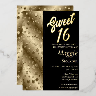 Texturierte Gold Border Sweet 16 Einladung