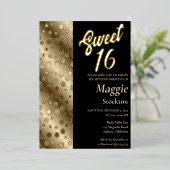 Texturierte Gold Border Sweet 16 Einladung (Stehend vorne)
