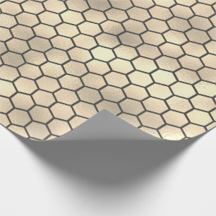 Texturierte Gold Honeycomb Hexagon Beekeeper Muste Geschenkpapier