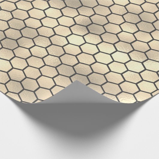 Texturierte Gold Honeycomb Hexagon Beekeeper Muste Geschenkpapier (Ecke)