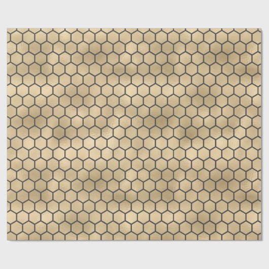 Texturierte Gold Honeycomb Hexagon Beekeeper Muste Geschenkpapier (Flach)