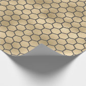 Texturierte Gold Honeycomb Hexagon Beekeeper Muste Geschenkpapier (Ecke)