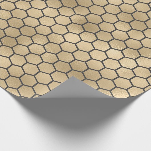 Texturierte Gold Honeycomb Hexagon Beekeeper Muste Geschenkpapier (Ecke)