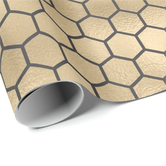 Texturierte Gold Honeycomb Hexagon Beekeeper Muste Geschenkpapier (Rolleneckpunkt)