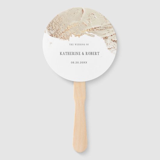 Texturierte Gold Imitate Foil Wedding Hand Fan Fächer (Vorderseite)
