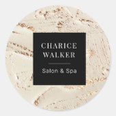 Texturierte Goldsalon und Wellness-Center Monogram Runder Aufkleber (Vorderseite)