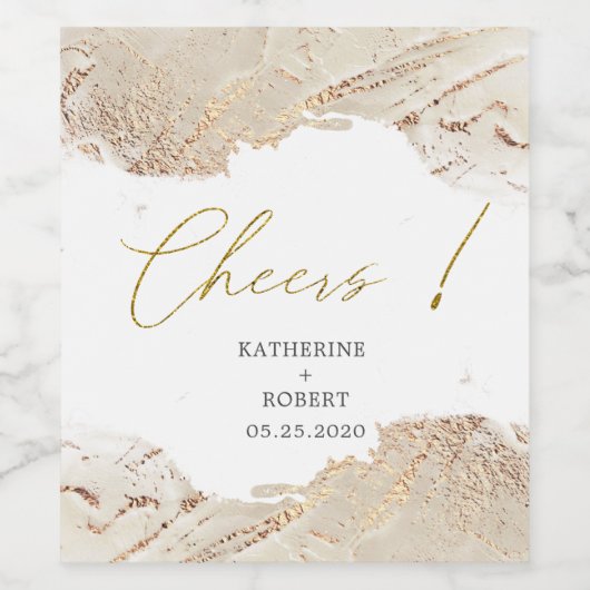 Texturierte Goldschüre Hochzeitsweinetikett-Set Weinetikett (Einzelnes Label)