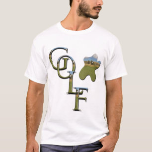 Texturierte Golf-Logo mit Golfplatz, T-Shirt