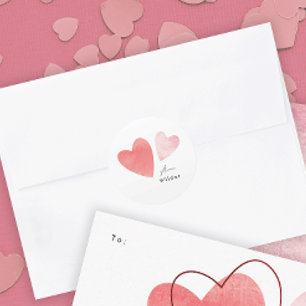 Texturierte Herz-Klasse Valentine Card Runder Aufkleber