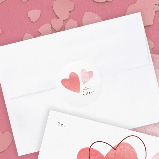 Texturierte Herz-Klasse Valentine Card Runder Aufkleber
