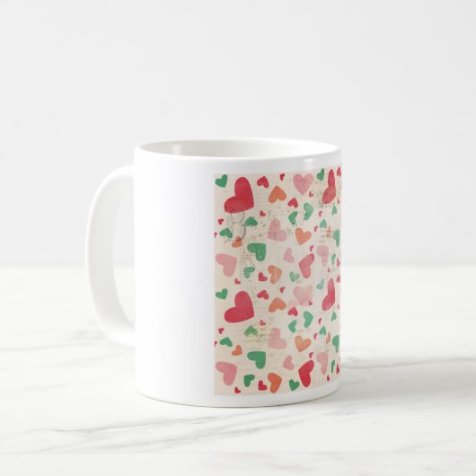 Texturierte Herzen Kaffeetasse (Vorderseite Links)
