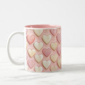 Texturierte Herzen Rosa Valentinstag Zweifarbige Tasse (Links)