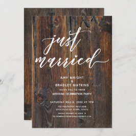 Texturierte Holzhandschrift nur verheiratete Typog Einladung