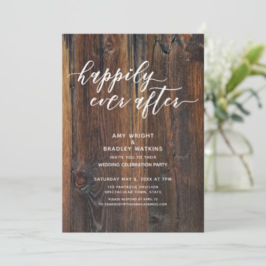 Texturierte Holzhandschriften glücklich immer nach Einladung (Stehend Vorderseite)