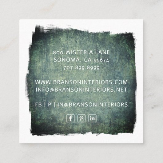 Texturierte Interieurs Maler Quadratische Visitenkarte (Rückseite)