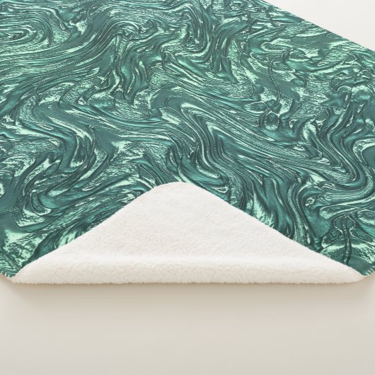 Texturierte Jade- und Blausengrün-Tönen Sherpadecke (3/4)