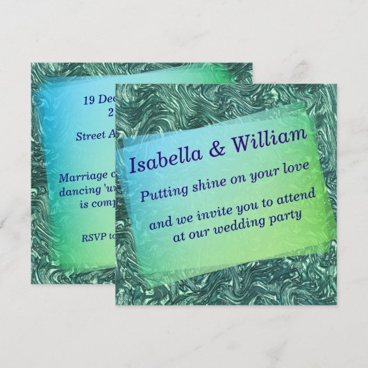 Texturierte Jade- und grünliche Zyantönen Einladung (Vorne/Hinten)