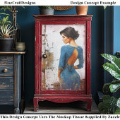 Texturierte Kunst, elegante Lady in Blue EL4L Deco Seidenpapier