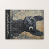 Texturierte Kunst Französchen Schwarzer Hund Whims Puzzle (Horizontal)