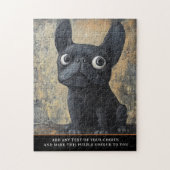 Texturierte Kunst Französchen Schwarzer Hund Whims Puzzle (Vertikal)