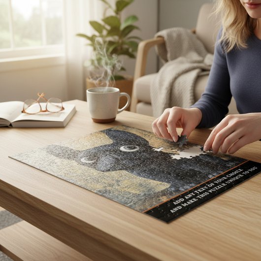 Texturierte Kunst Französchen Schwarzer Hund Whims Puzzle