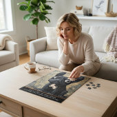 Texturierte Kunst Französchen Schwarzer Hund Whims Puzzle