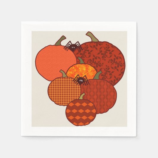 Texturierte Kürbis mit verschwommenen Spinnen Serviette (Vorderseite)