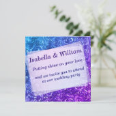 Texturierte Kurven blau bis violett Einladung (Stehend Vorderseite)