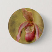 Texturierte Lady Slipper Orchid Button (Vorderseite)