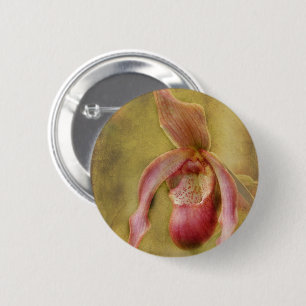 Texturierte Lady Slipper Orchid Button