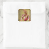 Texturierte Lady Slipper Orchid Quadratischer Aufkleber (Tasche)