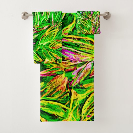 Texturierte Leaf Garden Art Badhandtuch Set (Insitu)