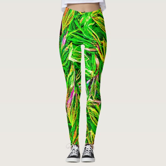 Texturierte Leaf Garden Art Leggings (Vorderseite)