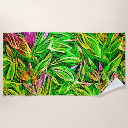Texturierte Leaf Garden Art Strandtuch (Vorderseite)