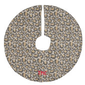 Texturierte Leopard Print Red INITIALS Chic Weihna Leinenimitat Weihnachtsbaumdecke (Vorderseite)