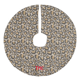 Texturierte Leopard Print Red INITIALS Chic Weihna Leinenimitat Weihnachtsbaumdecke
