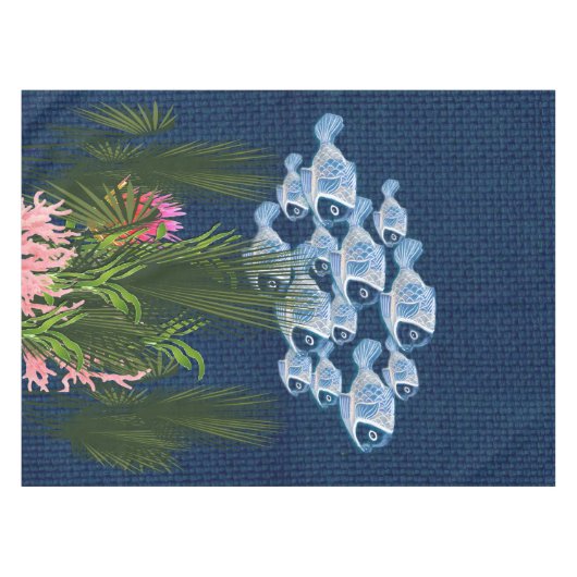 Texturierte Marine, Fisch, Rosa Korallen Tischdecke (Vorderseite (Horizontal))
