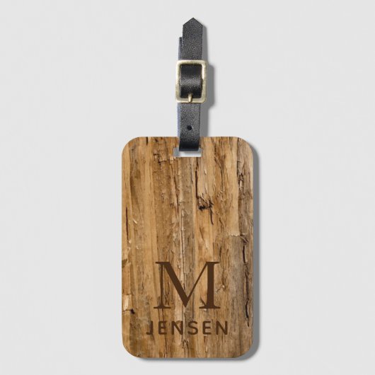 Texturierte moderne Monogramm Personalisierter Nam Gepäckanhänger (Vorderseite Vertikal)