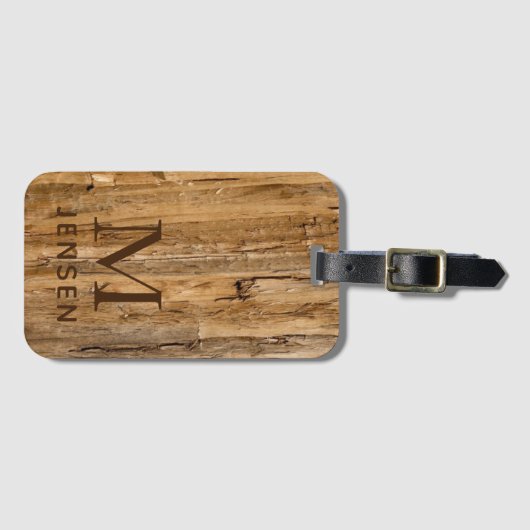 Texturierte moderne Monogramm Personalisierter Nam Gepäckanhänger (Vorderseite (Horizontal))