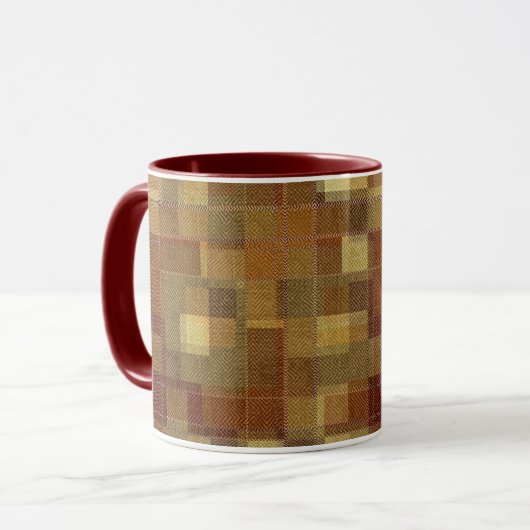 Texturierte monochrome braune Tartan kariert. Tasse (Vorderseite Links)
