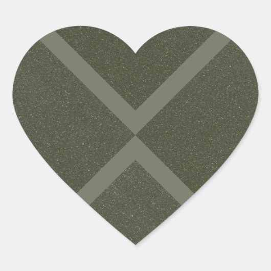 Texturierte Moos Green X Heart Aufkleber (Vorderseite)