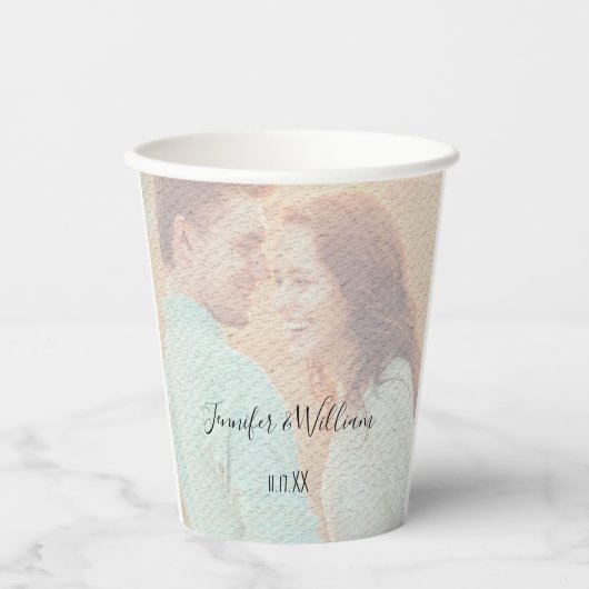 Texturierte Overlay verblichenes Foto Personalisie Pappbecher (Vorderseite)