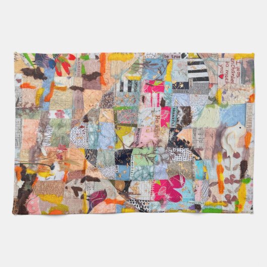 Texturierte Papier Herz Collage Küchentücher Handt (Horizontal)