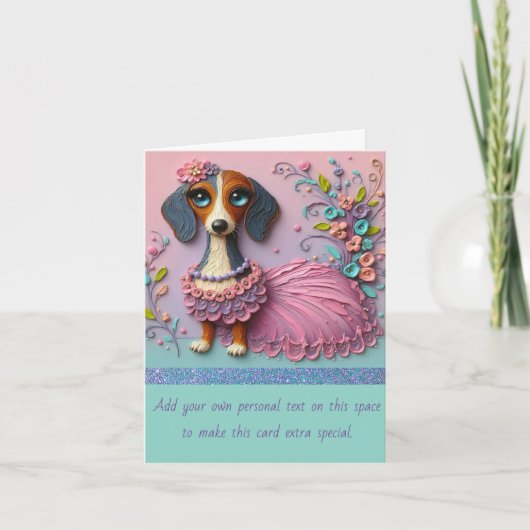 Texturierte pastellfarbene Dackel Karte (Vorderseite)