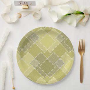 Texturierte Patchwork-Patchwork mehrfarbige Flicke Pappteller